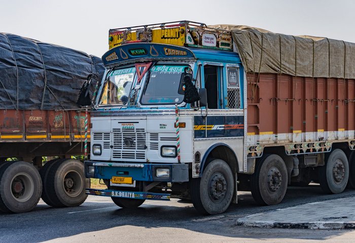 Multi axle vehicle on a national highway